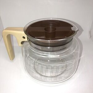 Vintage 8 - 10 Cup Glass Coffee Carafe Pot Brown Lid Ivory Handle Mr Coffee?